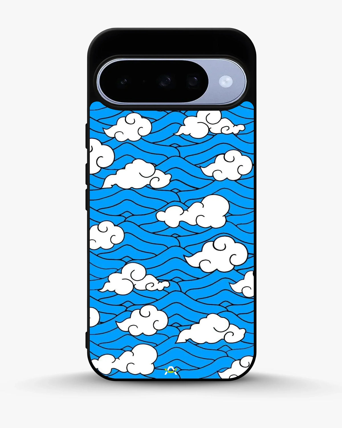 Cloud Pattern Phone Case - Wavy Blue & White Print for iPhone, Samsung, Pixel, OnePlus & Vivo