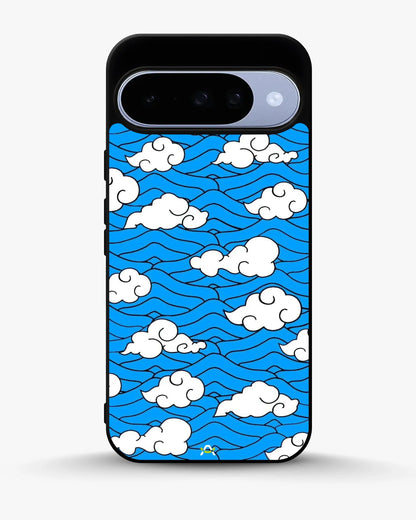 Cloud Pattern Phone Case - Wavy Blue & White Print for iPhone, Samsung, Pixel, OnePlus & Vivo