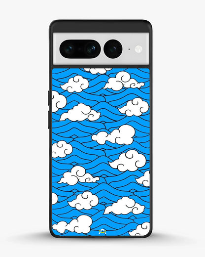 Cloud Pattern Phone Case - Wavy Blue & White Print for iPhone, Samsung, Pixel, OnePlus & Vivo