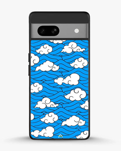 Cloud Pattern Phone Case - Wavy Blue & White Print for iPhone, Samsung, Pixel, OnePlus & Vivo