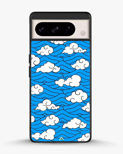 Cloud Pattern Phone Case - Wavy Blue & White Print for iPhone, Samsung, Pixel, OnePlus & Vivo