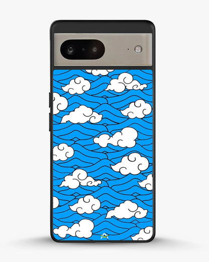 Cloud Pattern Phone Case - Wavy Blue & White Print for iPhone, Samsung, Pixel, OnePlus & Vivo