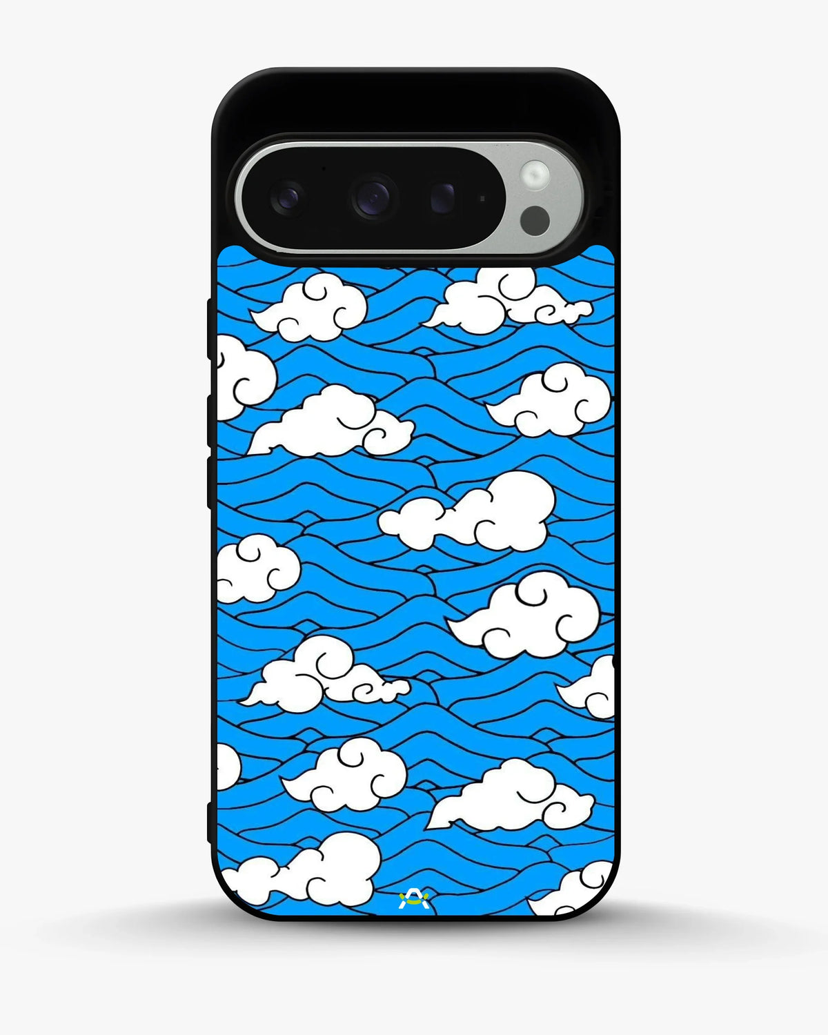 Cloud Pattern Phone Case - Wavy Blue & White Print for iPhone, Samsung, Pixel, OnePlus & Vivo