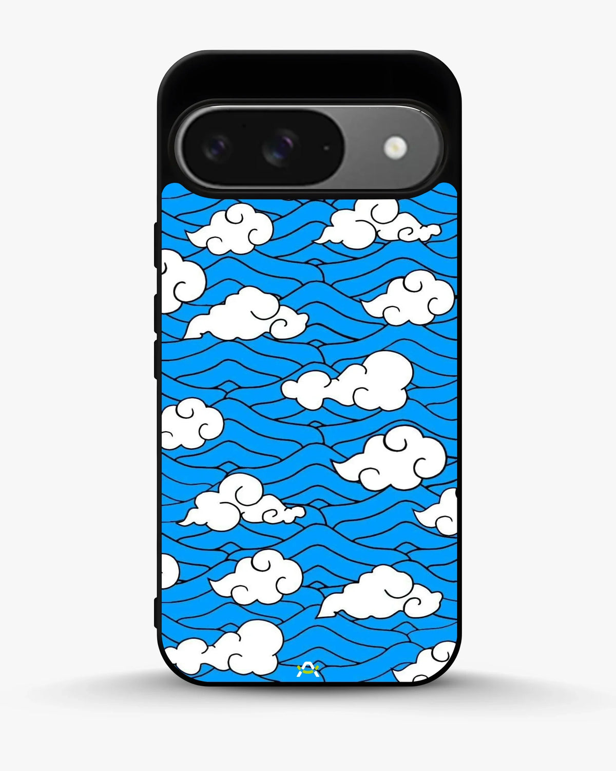 Cloud Pattern Phone Case - Wavy Blue & White Print for iPhone, Samsung, Pixel, OnePlus & Vivo