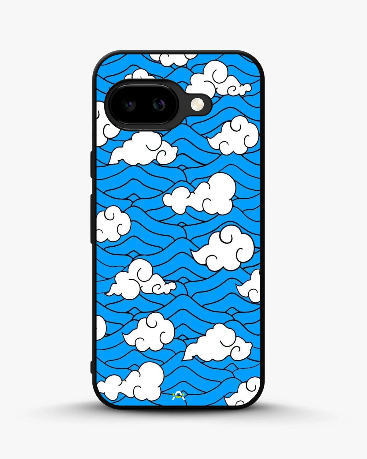 Cloud Pattern Phone Case - Wavy Blue & White Print for iPhone, Samsung, Pixel, OnePlus & Vivo