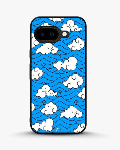 Cloud Pattern Phone Case - Wavy Blue & White Print for iPhone, Samsung, Pixel, OnePlus & Vivo