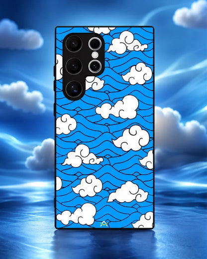 Cloud Pattern Phone Case - Wavy Blue & White Print for iPhone, Samsung, Pixel, OnePlus & Vivo