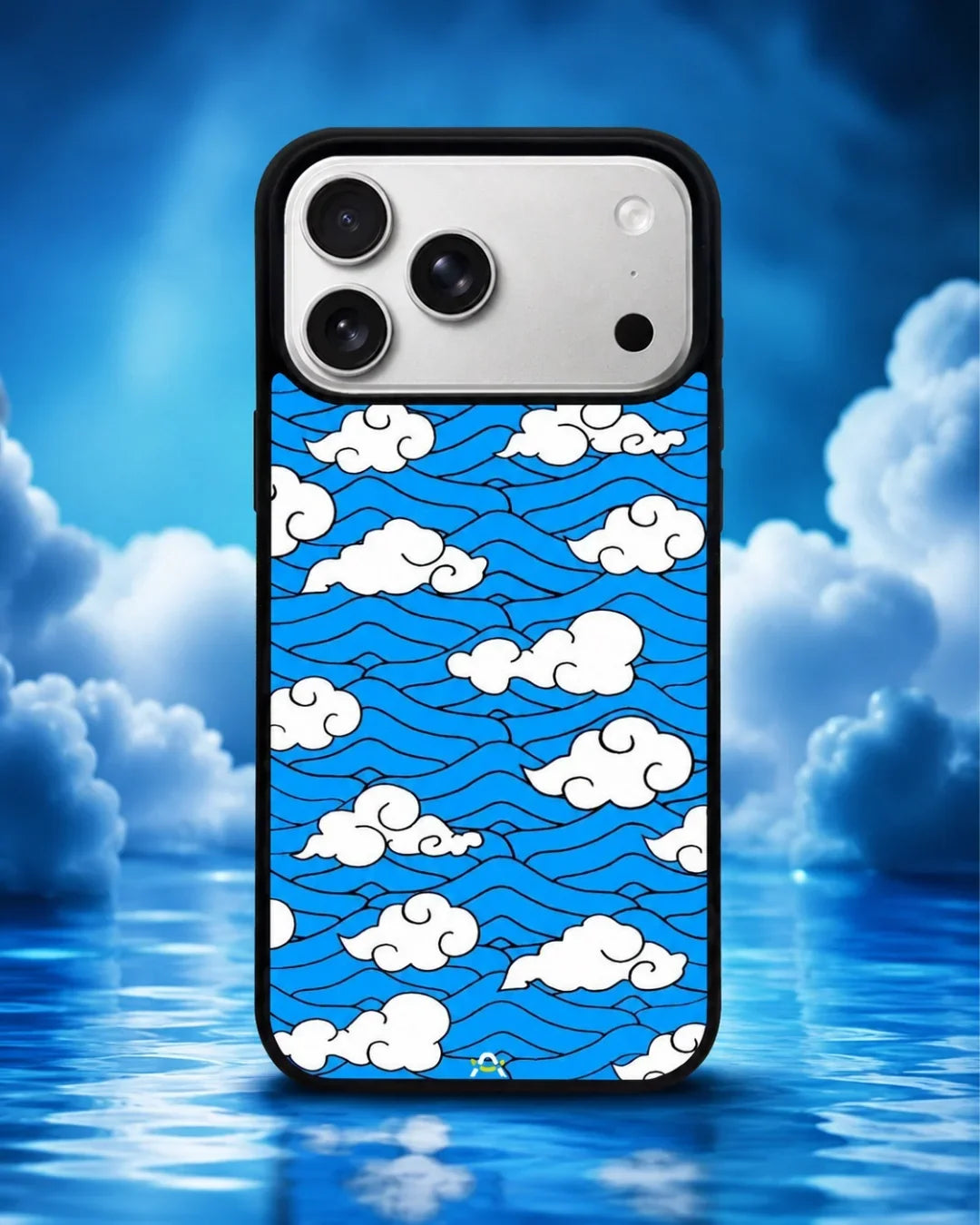 Cloud Pattern Phone Case - Wavy Blue & White Print for iPhone, Samsung, Pixel, OnePlus & Vivo