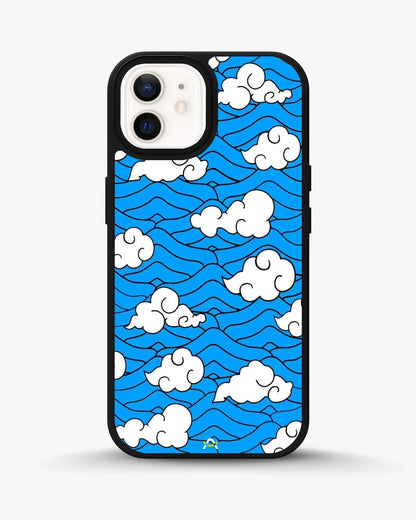 Cloud Pattern Phone Case - Wavy Blue & White Print for iPhone, Samsung, Pixel, OnePlus & Vivo