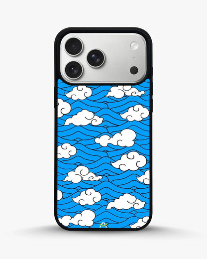 Cloud Pattern Phone Case - Wavy Blue & White Print for iPhone, Samsung, Pixel, OnePlus & Vivo