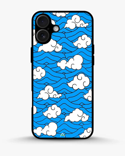 Cloud Pattern Phone Case - Wavy Blue & White Print for iPhone, Samsung, Pixel, OnePlus & Vivo