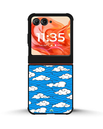 Cloud Pattern Phone Case - Wavy Blue & White Print for iPhone, Samsung, Pixel, OnePlus & Vivo