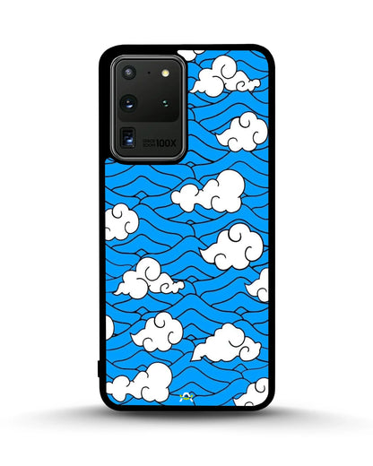 Cloud Pattern Phone Case - Wavy Blue & White Print for iPhone, Samsung, Pixel, OnePlus & Vivo