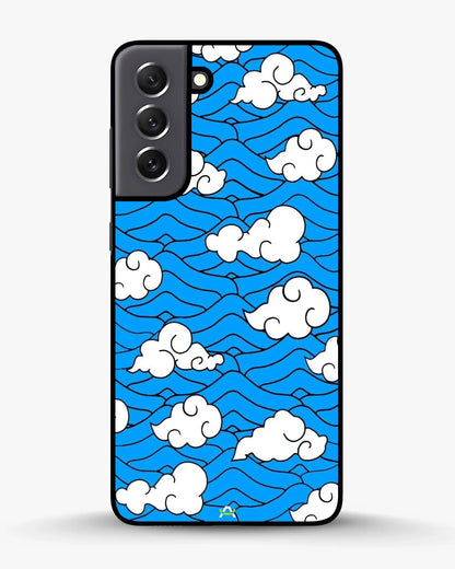 Cloud Pattern Phone Case - Wavy Blue & White Print for iPhone, Samsung, Pixel, OnePlus & Vivo