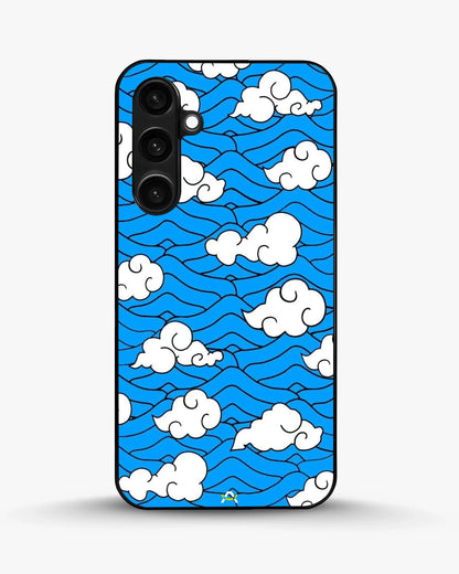 Cloud Pattern Phone Case - Wavy Blue & White Print for iPhone, Samsung, Pixel, OnePlus & Vivo