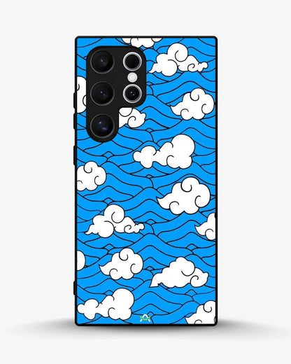 Cloud Pattern Phone Case - Wavy Blue & White Print for iPhone, Samsung, Pixel, OnePlus & Vivo