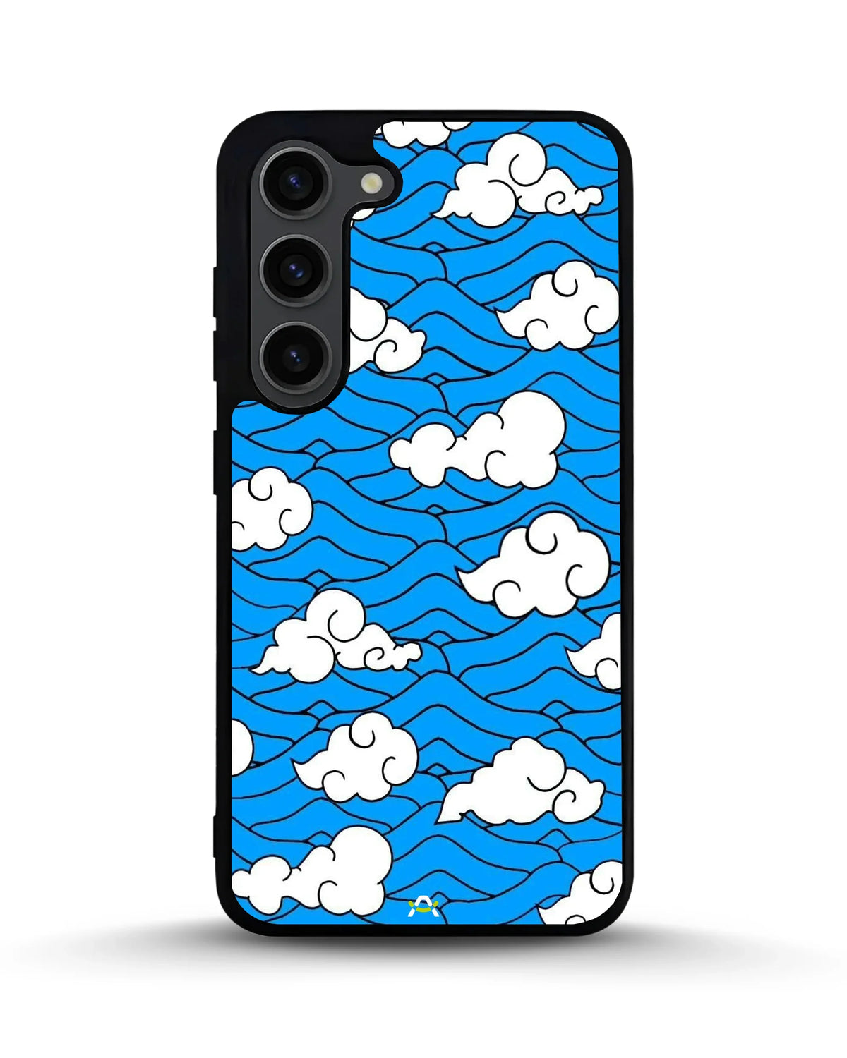 Cloud Pattern Phone Case - Wavy Blue & White Print for iPhone, Samsung, Pixel, OnePlus & Vivo