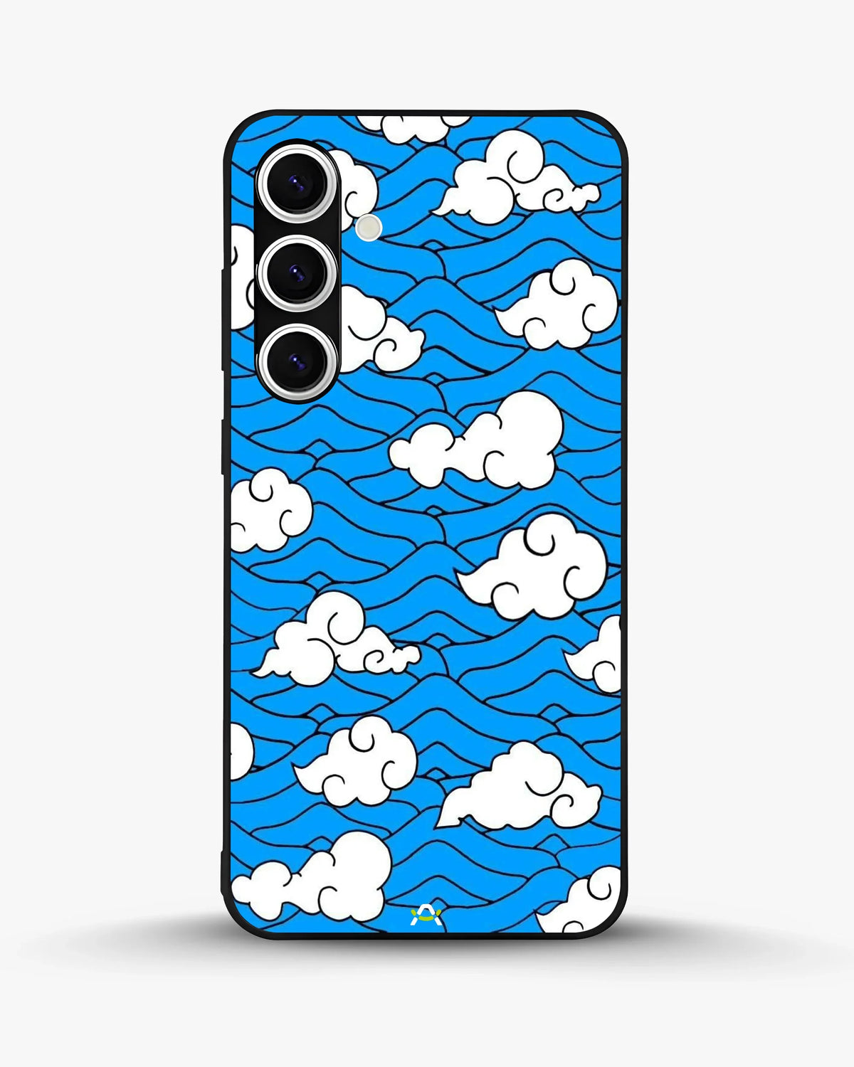 Cloud Pattern Phone Case - Wavy Blue & White Print for iPhone, Samsung, Pixel, OnePlus & Vivo