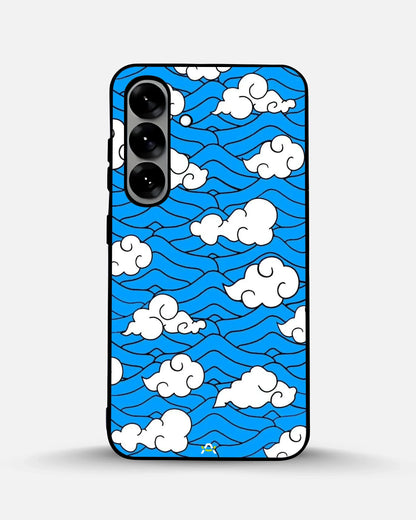 Cloud Pattern Phone Case - Wavy Blue & White Print for iPhone, Samsung, Pixel, OnePlus & Vivo