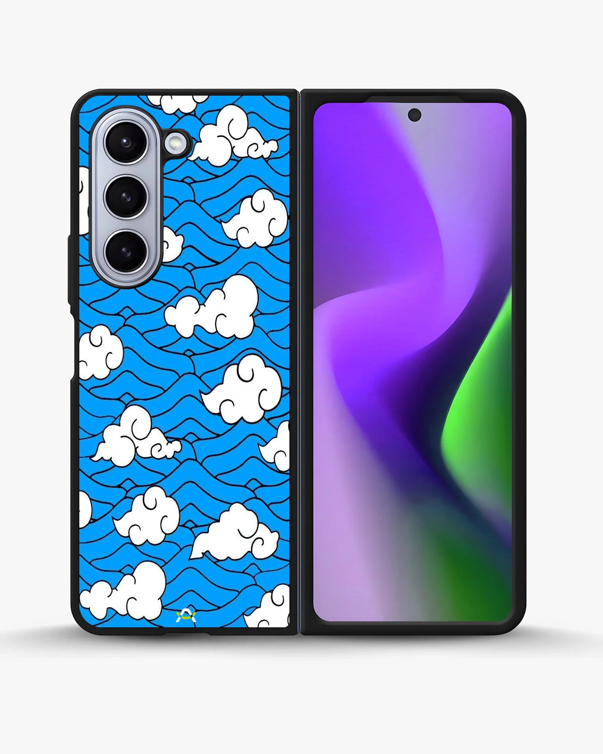 Cloud Pattern Phone Case - Wavy Blue & White Print for iPhone, Samsung, Pixel, OnePlus & Vivo
