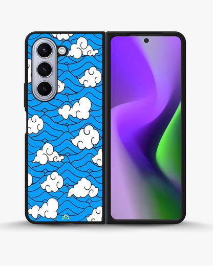 Cloud Pattern Phone Case - Wavy Blue & White Print for iPhone, Samsung, Pixel, OnePlus & Vivo