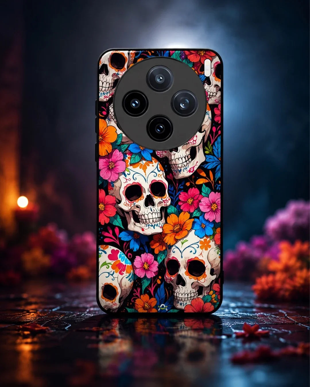 Color Skull Floral Phone Case - Vibrant Skull & Flowers Print for iPhone, Samsung, Pixel, OnePlus & Vivo