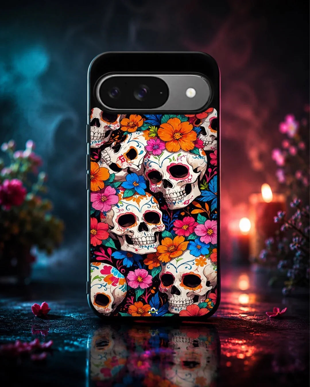 Color Skull Floral Phone Case - Vibrant Skull & Flowers Print for iPhone, Samsung, Pixel, OnePlus & Vivo