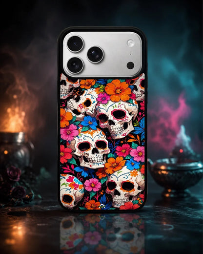Color Skull Floral Phone Case - Vibrant Skull & Flowers Print for iPhone, Samsung, Pixel, OnePlus & Vivo