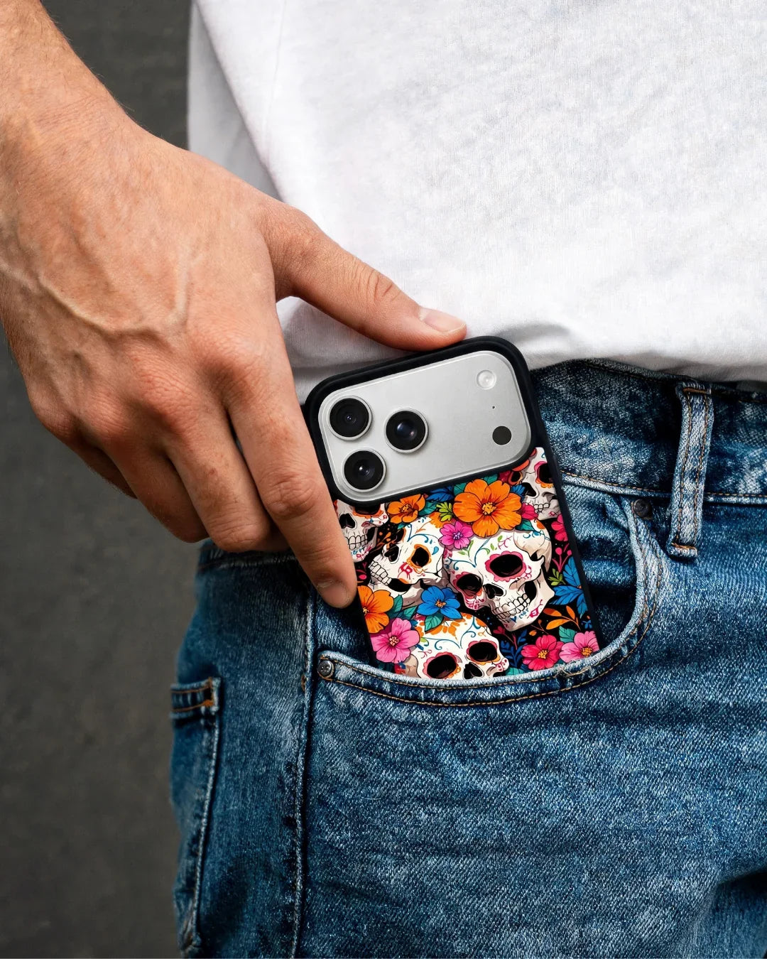 Color Skull Floral Phone Case - Vibrant Skull & Flowers Print for iPhone, Samsung, Pixel, OnePlus & Vivo