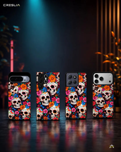 Color Skull Floral Phone Case - Vibrant Skull & Flowers Print for iPhone, Samsung, Pixel, OnePlus & Vivo