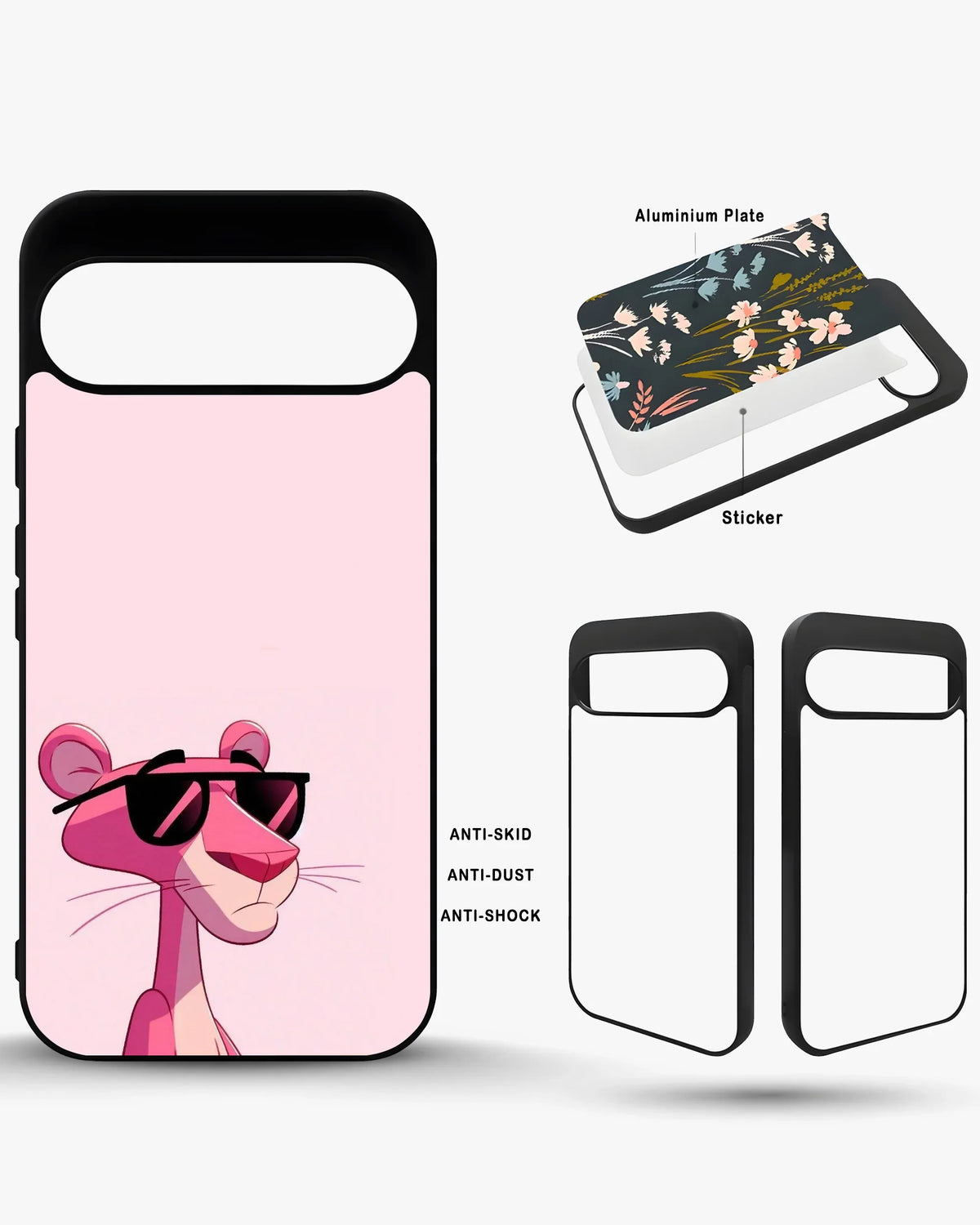 Cool Cartoon Cat Phone Case - Pink Sunglasses Print for iPhone, Samsung, Pixel, OnePlus & Vivo