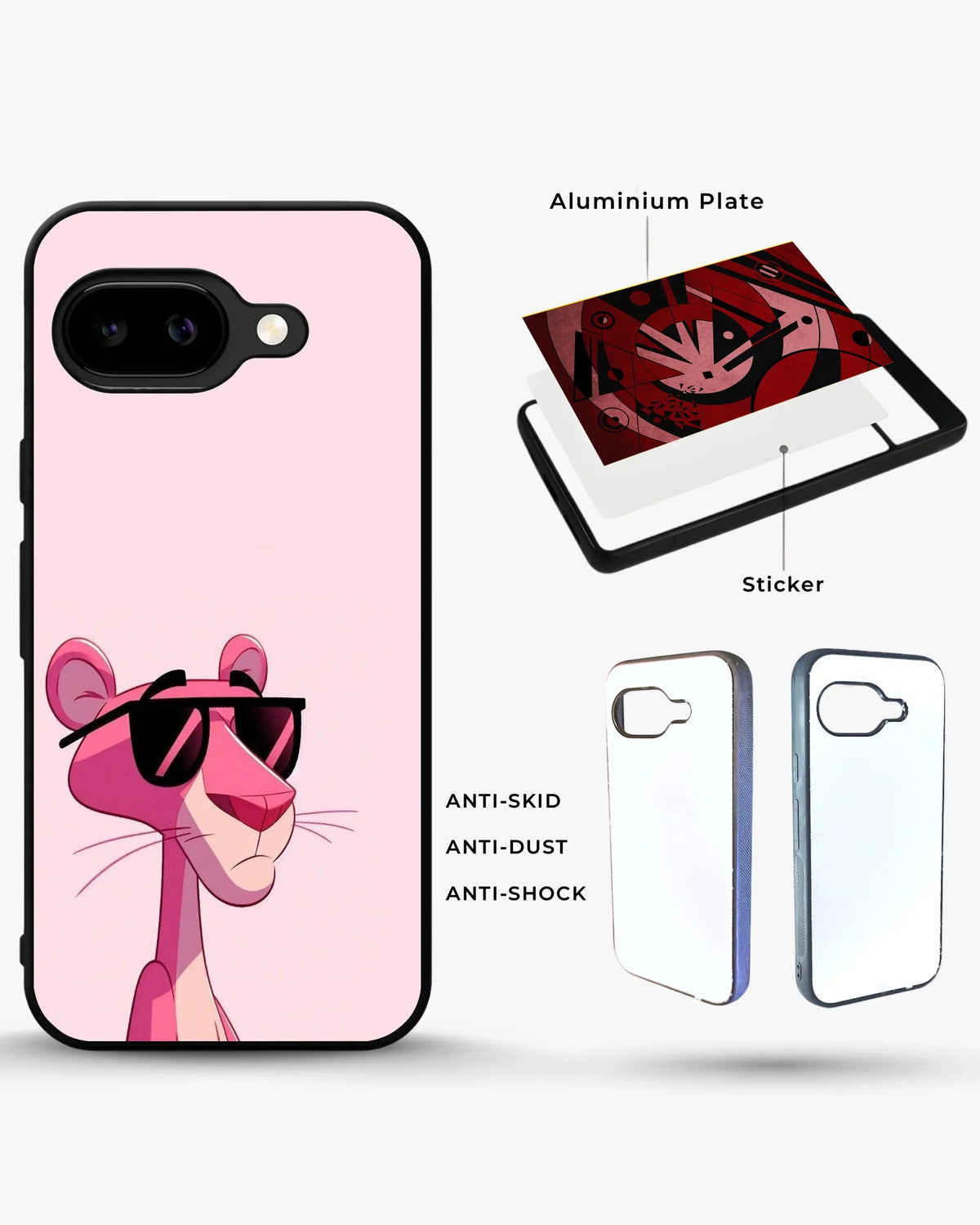 Cool Cartoon Cat Phone Case - Pink Sunglasses Print for iPhone, Samsung, Pixel, OnePlus & Vivo