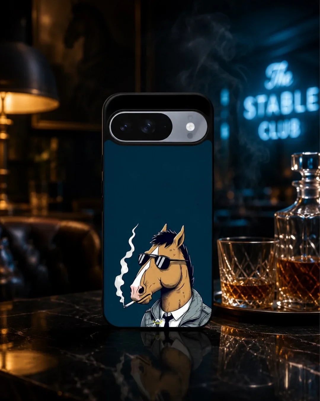 Cool Horse Sunglasses Phone Case - Quirky Blue Art Print for iPhone, Samsung, Pixel, OnePlus & Vivo