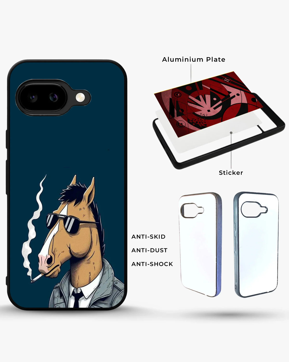 Cool Horse Sunglasses Phone Case - Quirky Blue Art Print for iPhone, Samsung, Pixel, OnePlus & Vivo