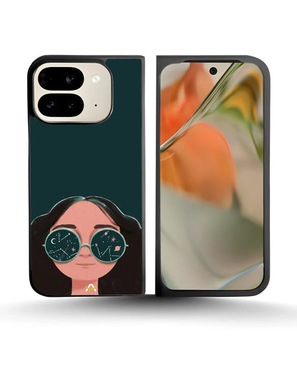 Cosmic Sunglasses Girl Phone Case - Dreamy Teal Art Print for iPhone, Samsung, Pixel, OnePlus & Vivo