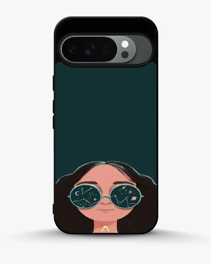 Cosmic Sunglasses Girl Phone Case - Dreamy Teal Art Print for iPhone, Samsung, Pixel, OnePlus & Vivo