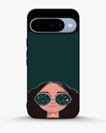 Cosmic Sunglasses Girl Phone Case - Dreamy Teal Art Print for iPhone, Samsung, Pixel, OnePlus & Vivo
