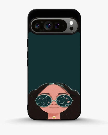 Cosmic Sunglasses Girl Phone Case - Dreamy Teal Art Print for iPhone, Samsung, Pixel, OnePlus & Vivo