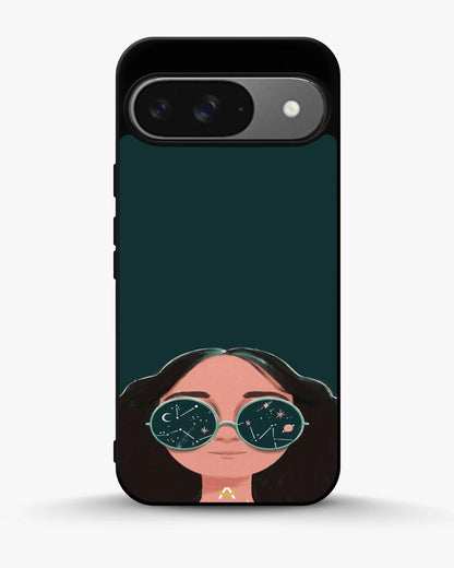 Cosmic Sunglasses Girl Phone Case - Dreamy Teal Art Print for iPhone, Samsung, Pixel, OnePlus & Vivo