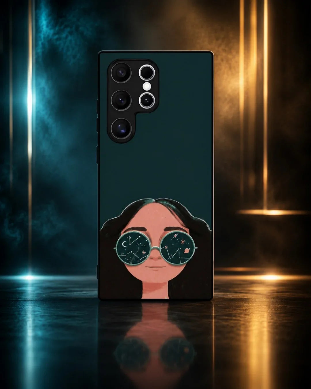 Cosmic Sunglasses Girl Phone Case - Dreamy Teal Art Print for iPhone, Samsung, Pixel, OnePlus & Vivo