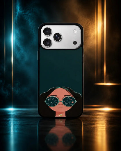 Cosmic Sunglasses Girl Phone Case - Dreamy Teal Art Print for iPhone, Samsung, Pixel, OnePlus & Vivo
