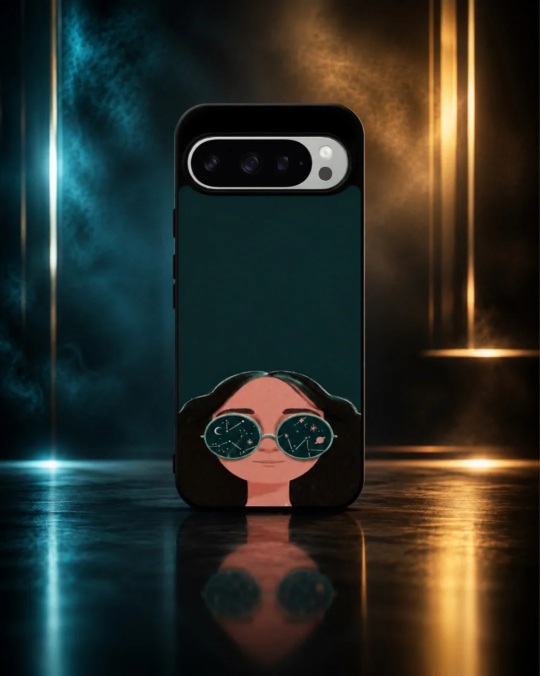 Cosmic Sunglasses Girl Phone Case - Dreamy Teal Art Print for iPhone, Samsung, Pixel, OnePlus & Vivo