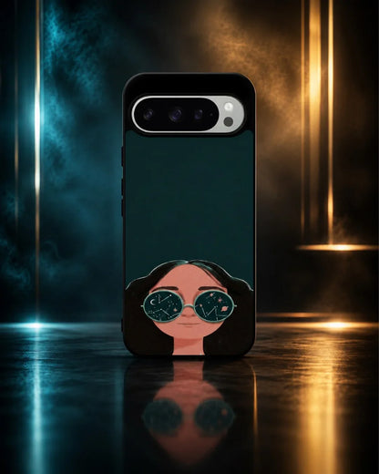 Cosmic Sunglasses Girl Phone Case - Dreamy Teal Art Print for iPhone, Samsung, Pixel, OnePlus & Vivo