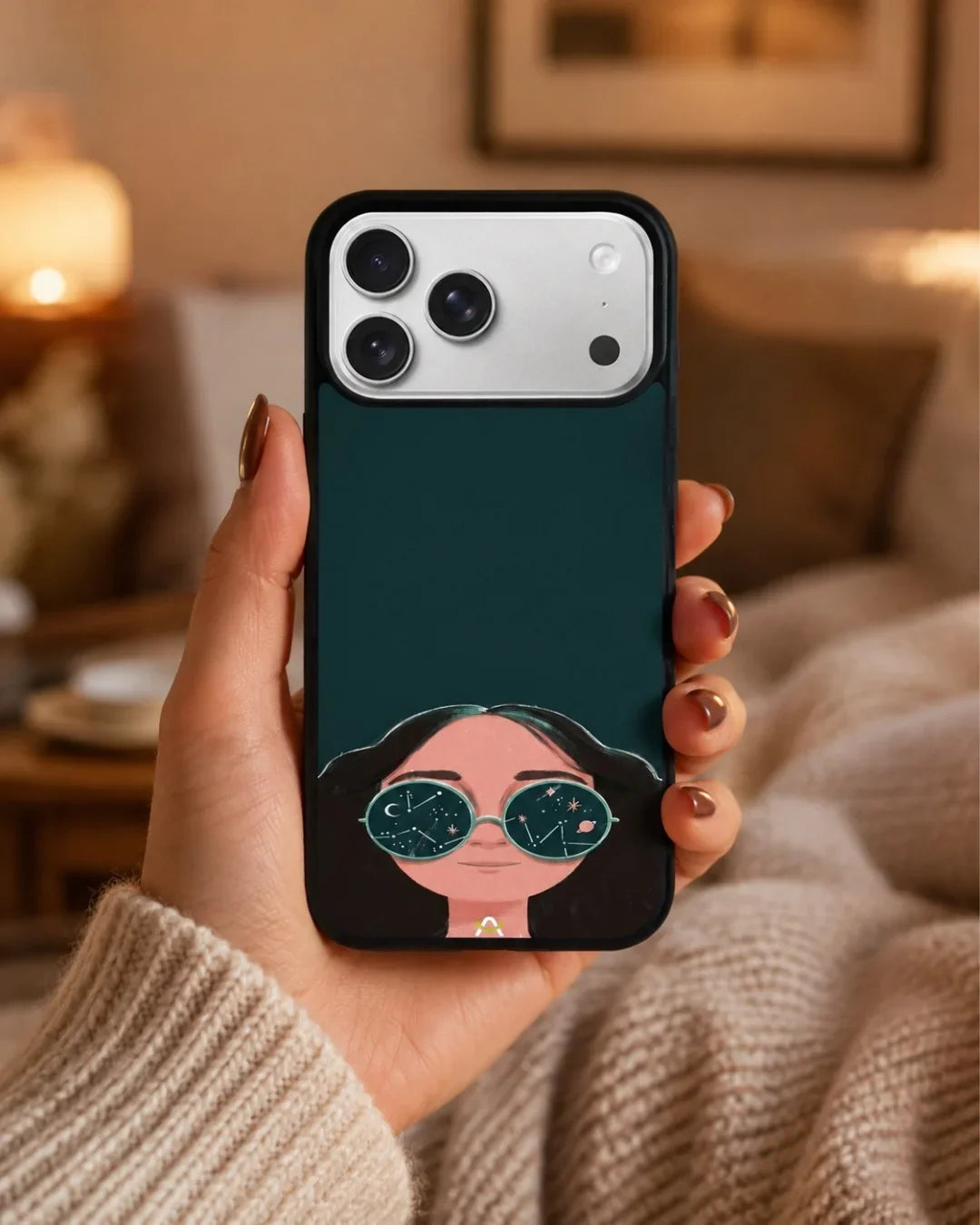Cosmic Sunglasses Girl Phone Case - Dreamy Teal Art Print for iPhone, Samsung, Pixel, OnePlus & Vivo