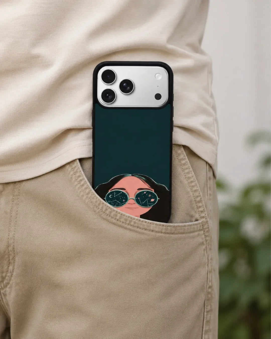 Cosmic Sunglasses Girl Phone Case - Dreamy Teal Art Print for iPhone, Samsung, Pixel, OnePlus & Vivo