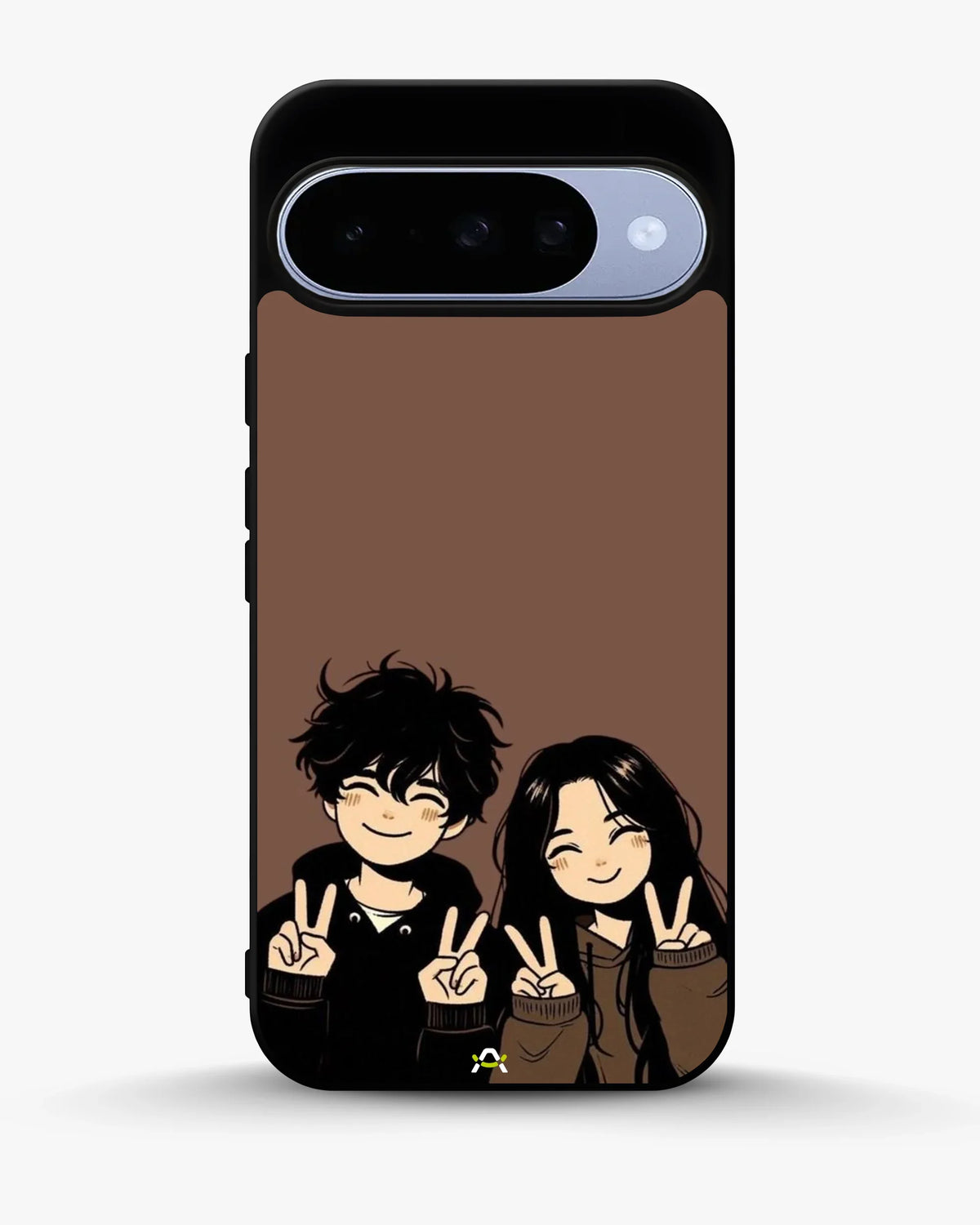 Couple Peace Sign Phone Case - Warm Brown Art Print for iPhone, Samsung, Pixel, OnePlus & Vivo