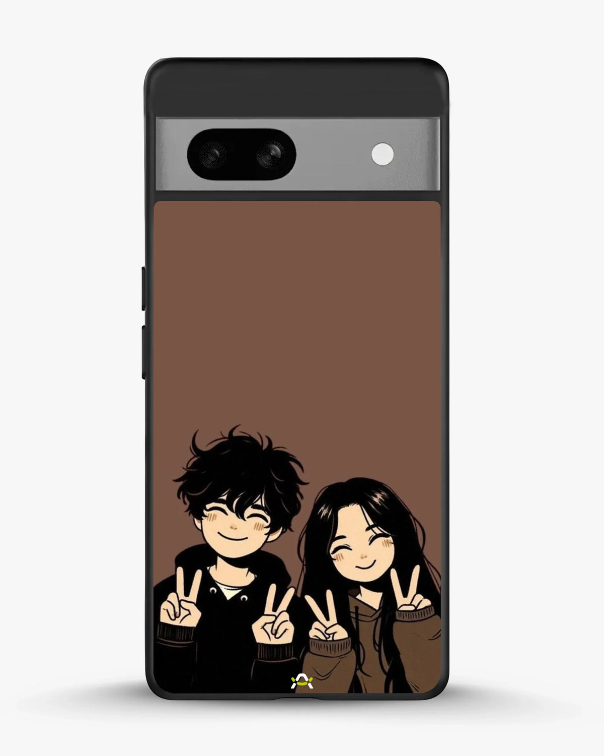 Couple Peace Sign Phone Case - Warm Brown Art Print for iPhone, Samsung, Pixel, OnePlus & Vivo