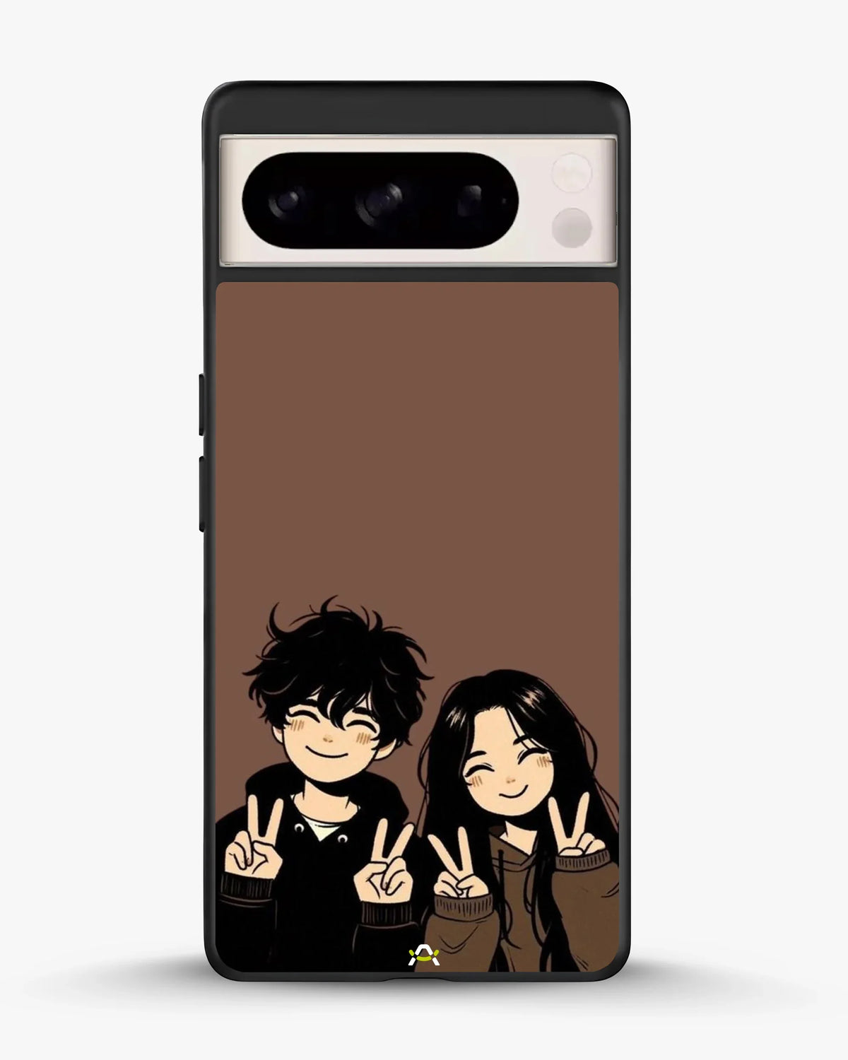 Couple Peace Sign Phone Case - Warm Brown Art Print for iPhone, Samsung, Pixel, OnePlus & Vivo