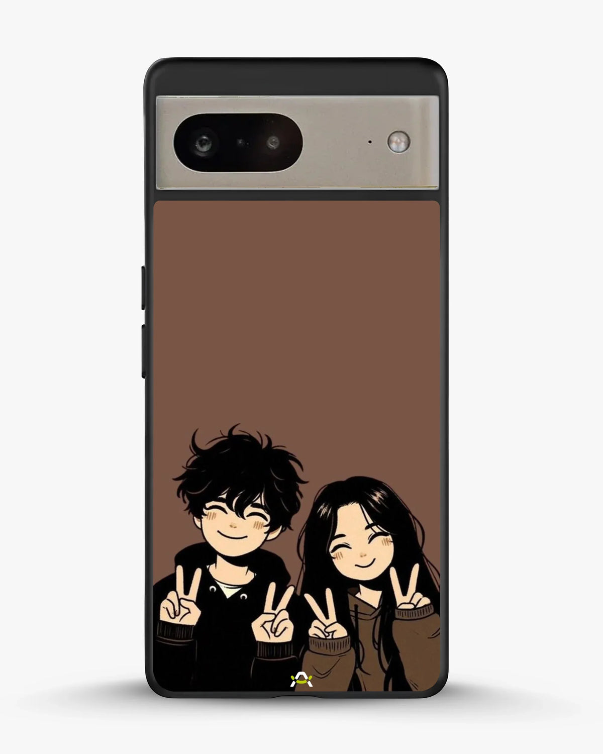Couple Peace Sign Phone Case - Warm Brown Art Print for iPhone, Samsung, Pixel, OnePlus & Vivo