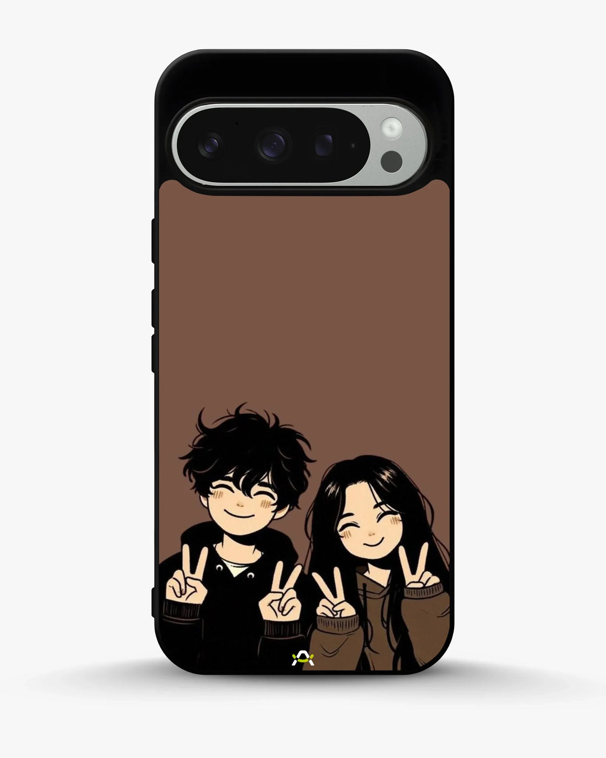 Couple Peace Sign Phone Case - Warm Brown Art Print for iPhone, Samsung, Pixel, OnePlus & Vivo